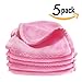 Wow Towels 5-Pack Makeup Remover Cloths, Lift Away Makeup and Dirt With Ease, Ultra Soft for Squeaky Clean and Tight Pores (Pink)