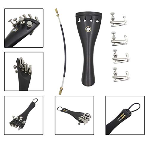 New 4/4-3/4 Black Big Adult Ebony Violin Tailpiece with Copper Fine-Tuning For Professional Violin Use Parts & Accessories - Thumbnail 3