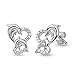 Sterling Silver CZ Twin Heart Mom & Baby Dolphin Fish Love Symbol Post Stud Earrings 13 mm