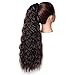 Stamped Glorious Corn Wave Ponytail Extension Wrap Around Ponytail Extensions Long Black Mixed Auburn Brown Color Wavy Synthetic Magic Paste Ponytail Hair Piece for Women (2/33#)