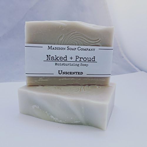 Unscented. Naked + Proud Soap, Moisturizing Organic Handmade Shea Butter Soap. Fragrance Free. Palm-Free. Cruelty-Free. Gluten Free. Free Shipping.