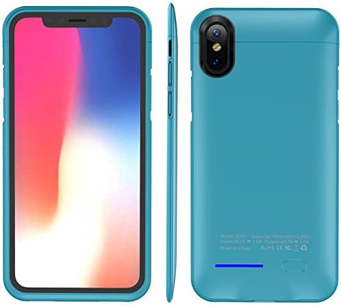 iPhone X Battery Case , Innovative Wireless 4000Mah Portable Cover Charger Power Bank Charging Case For iPhone Accessories With Ultra Protection and Ultra Protection , Magnet Bracket Blue