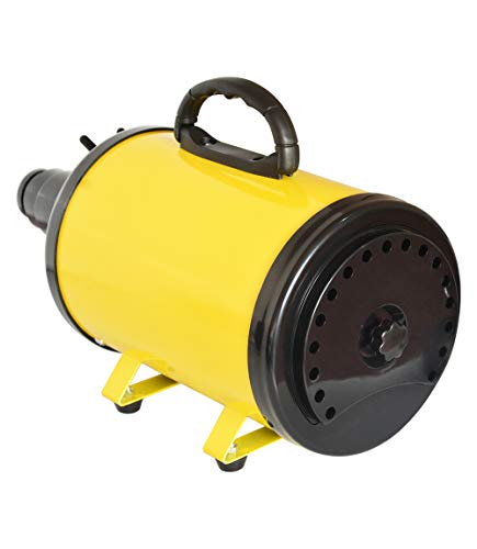 C&W Pet Dog Cat Hair Dryer Blower,Pet Grooming Dryer with Heater,Speed Adjustable Dog Hair Dryer,Pet Dryer for Large Small Dogs Cats Animal,Variable Speed (Yellow)