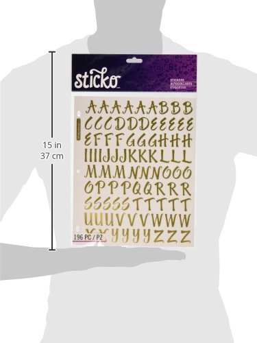 Sticko 1-Inch Susy Ratto Brush Letter Stickers, Golden Foil