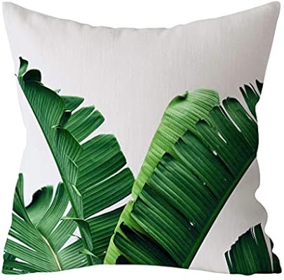Soft Green Leaf Printed Boho Pillow Case Polyester Sofa Car