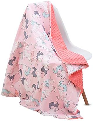 Perfuw Unisex Baby Plush Blanket, 43"x63"Large Calming Blanket with Plush Dot Minky Cover, Silky Comfort & Sleepy Animals Design, Best Gift for Children Boys/Girls/Kids
