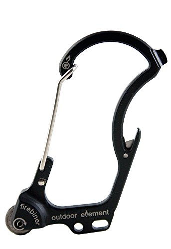 OUTDOOR ELEMENT Firebiner - Fire Starter, Carabiner, Multi Tool, Utility Blade, Bottle Opener, Keychain Emergency Tool with Screwdriver Tip