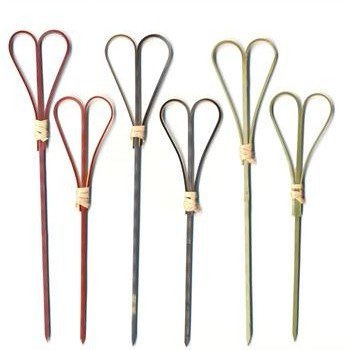 Green Bamboo Tied Heart Appetizer or Sandwich Picks/Swizzle Sticks - 4 3/4" - 100 ct - Thumbnail 3