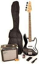SX Ursa 2 PK RN Black Full Size Bass Guitar Package w/Amp, Carry Bag and On Line Video Instruction
