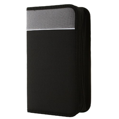 72 DISC Capacity CD Wallet for CD, DVD, Blu-Ray Media Storage, Nylon CD Holder, Black / Grey