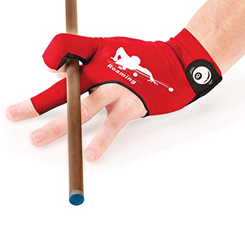 Roaming Quick-Dry Breathable Billiard Shooters Carom Pool Snooker Cue Sport Glove Fits on Left Hand (Red, L/XL)