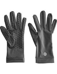 Coolibar UPF 50+ Unisex Sun Gloves - Sun Protective (Large- Charcoal)