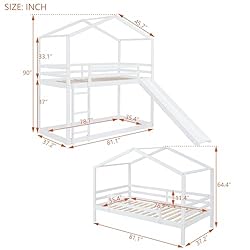 BIADNBZ Twin Over Twin House Bunk Bed with