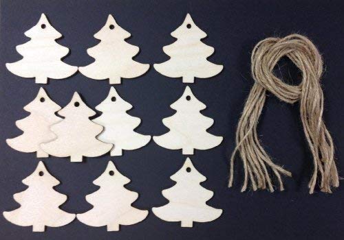 Derwent Laser Crafts Xmas Tree Shaped Wooden 120mm Gift Tags/Price Tags Pack of 10 shapes