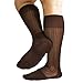 Mr.babuu 5Pairs Pack Men's Fashion Mid Calf Striped Nylon Sheer Silk Dress Socks (Coffee)