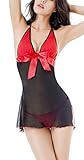 Ruzishun Women's sexy Lingerie red bow Sleepwear Underwear