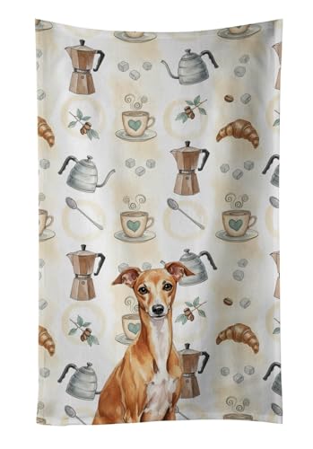 Caroline's Treasures Red Italian Greyhound Coffee Bar Kitchen Towel Velour Plus…
