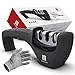 Kitchen Knife Sharpener - 3 Stage Knife Sharpening Tool Sharpens Chef's Knives - Kitchen Accessories Help Repair, Restore and Polish Blades Quickly, Food Safety Cut Resistant Glove Included, Black