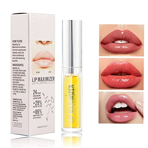 Lip Plumper Gloss Lips Plumping Lip Gloss,Hydrating and Reduce Fine Lines,No Chapped Lips,Softer Bigger Fuller Lips, Natural Lip Plump Lip Care Products