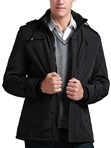 S&S Men's Winter Thicken Cotton Fur Lined Warm Black Water Jacket With Removable Hood S&S Men's Winter Thicken Cotton Fur Lined Warm Black Water Jacket With Removable Hood