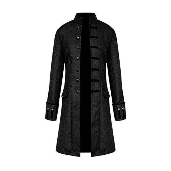 Toponly-Mens-Steampunk-Vintage-Tailcoat-Jacket-Gothic-Victorian-Frock-Black-Coat