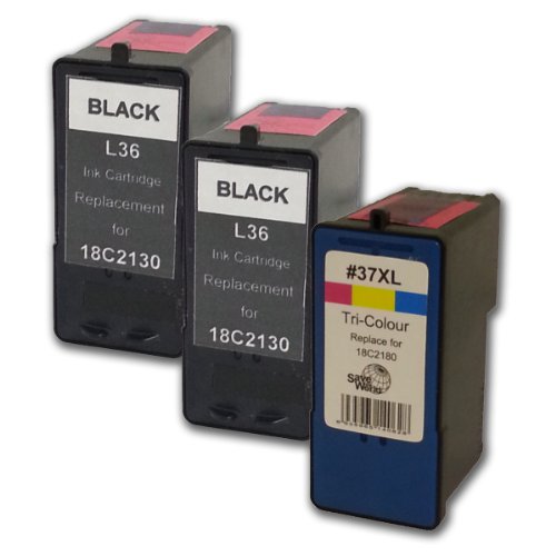 YoYoInk Compatible Ink Cartridges Replacement for Lexmark 36 XL Black & 37 XL Color (2 Black, 1 Color, 3 Pack)
