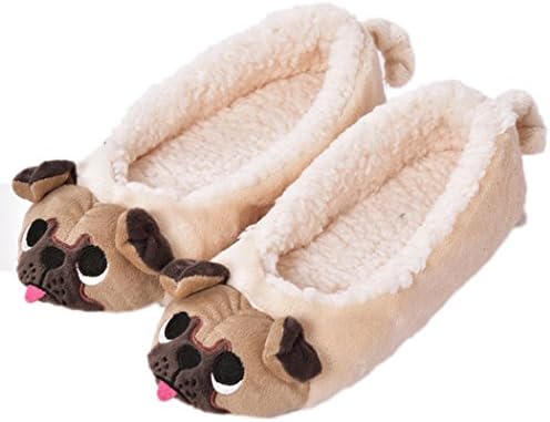 GaraTia Pug Slippers for Women Cute Dog Slippers Socks Warm Animal Soft Plush House Shoes Indoor