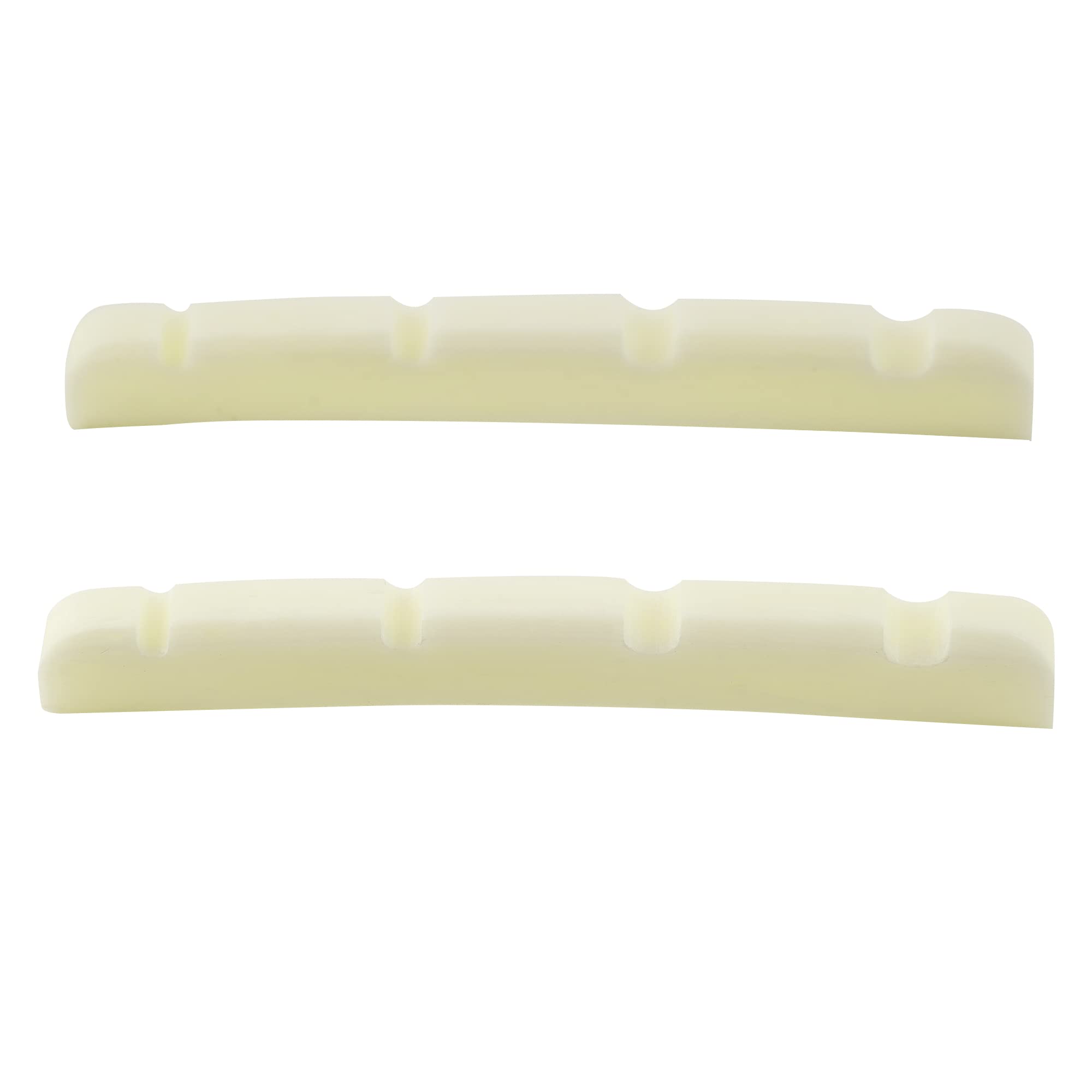 Musiclily Pro 41.91mm Slotted P Bass Bone Nut Curved Bottom for 4-String Fender Style Precision Bass, Ivory(Set of 2)