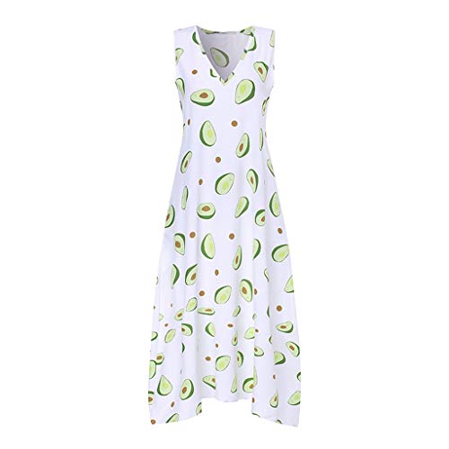 Witspace Women Bohemian Feather Print Sleeveless O-Neck Summer Plus Size Maxi Dress - Thumbnail 2