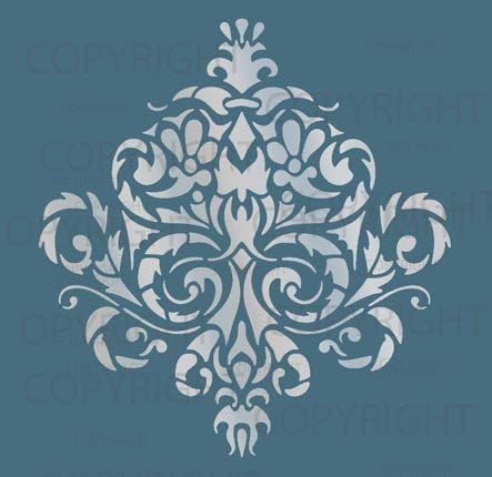 Large Wall Damask Stencil Faux Mural Design #1010 25" x 26 4/8"