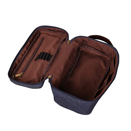 Toiletry Bag for Men Canvas Artificial Leather Trimming Make Up Bag