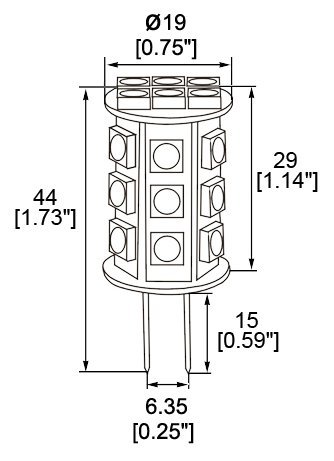 HERO-LED BTG6-24T-WW Back Pin Tower GY6.35 Low Voltage 12V LED Halogen Replacement Bulb, 3.5W, 30-35W Equal, Warm White 3000K, 5-Pack(Not Dimmable) - Thumbnail 6