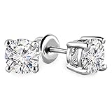 UMODE Jewelry Solitaire 0.5 Carat Round Cubic Zirconia CZ Diamond Stud Earrings 5mm