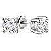 UMODE 18K White Gold Plated Cubic Zirconia Jewelry Set for Women-2 Carat CZ Solitaire Pendant Necklace and 2X0.5 Carat CZ Stud earrings