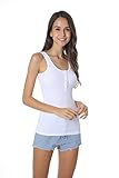 JOHN CABOT Women Tank Top,Soft Button Sleeveless Knit Ribbed Cotton Tank Tops,White