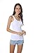 Women Soft Button Sleeveless Knit Ribbed Cotton Tank Tops,White
