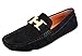Fulinken Men's Moccasin Slip on Gold Buckle Leather Loafers Causal Mens Shoes Business Shoes(8.5 D(M) US, Black-gold H)