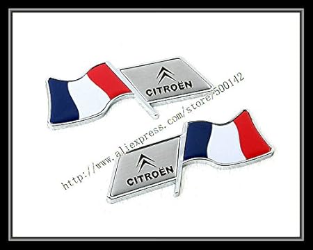 Amazon 50setアルミ車のエンブレムシトロエンフランスフラグレーシングフラッグフェンダータンクのステッカーは Citroenの車は装飾的なスティックスティック A エンブレム 車 バイク