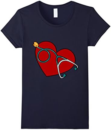 Women's Nurse Heart T-Shirt, Nursing School T-Shirt Large Navy