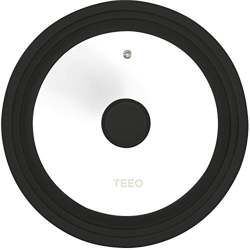 Universal Silicone Glass Lid Covers for Pots and Pans, Tempered Glass & Food Safe Silicone Rubber Rim, Cool-Touch Handle, Steam Vent, Dishwasher-Safe | Multi-Sized Lids (9.5/10/11 inches, Black) - Thumbnail 7
