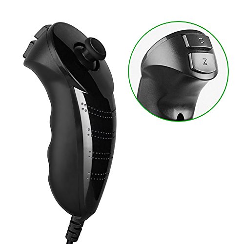 Poulep 2 Packs Nunchuck Nunchuk Controllers Jostick for Nintendo Wii Wii U Console - Black and Black