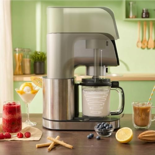Gelatella, Sorbetière Multifonction, Moteur Brushless, 1,4 L, 11 Programmes, Écran Tactile, Glaces, Boissons Froides, Smoothies, Milkshakes, Sorbets, 2 Pots Tritan, Technologie CreamPulse