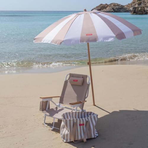 - Levar 2 cadeiras dobráveis para praia ou campismo - reclinável em 5 posições - bolso isolado a frio - bolso para telemóvel - pegas para mochila - almofada ergonómica - alumínio e têxtil
