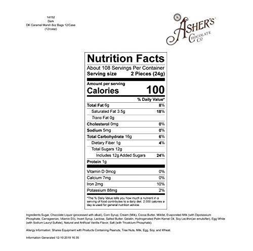 Asher's Chocolate, Mini Cups, No Artificial Sweeteners, No Trans Fat, No Partially Hydrogenated Oils, Small Batches of Kosher Chocolate, Family Owned Since 1982 (8 oz, Caramel & Marshmallow)