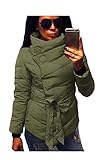ETCYY Women's Stand Collar With Belt Light Weight Short Down Coat