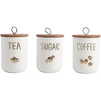 Comeon Ceramic Canister Set with Airtight Seal Bamboo Lid Silicone, 27oz Food Storage Jars for Coffee Sugar Tea, Container Se