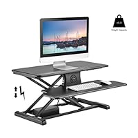 TechOrbits Electric Standing Desk Converter Workstation Rise-X E Motorized Stand Up Desk Riser for a Sit Stand Desk - Height Adjustable Computer Table for Standing Desks - 32" Work Surface, Black