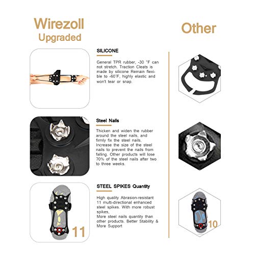 image for Wirezoll Traction Cleats, Anti Slip 11 Teeth Stainless Steel Durable S