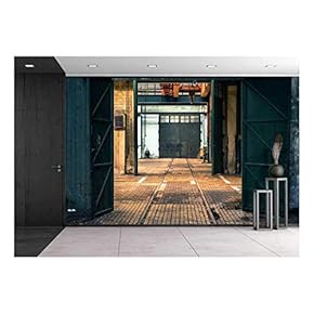 Industrial Interior of a Vehicle Repair Station - Removable Wall Mural | Self-Adhesive Large Wallpaper - 66x96 inches