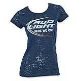 Bud Light Women's Navy Burnout Tee Shirt Large Blue